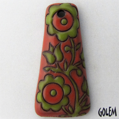 Green & Orange, large trapezium, terracotta