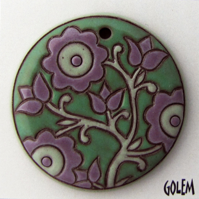 Purple & Jade, large round, terracotta