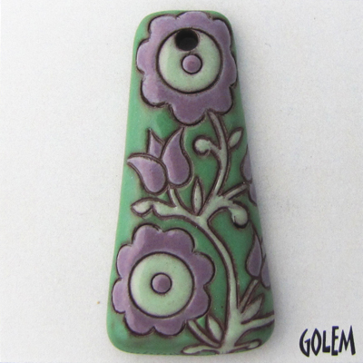 Purple & Jade, large trapezium, terracotta