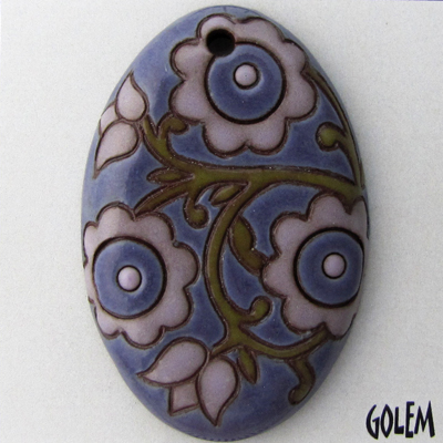 Light & Dark Purple, large oval, terracotta