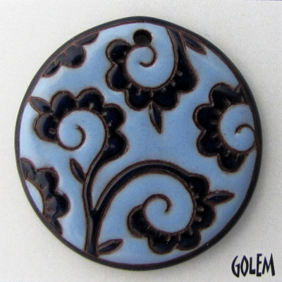 Curly Lace, Light & Dark Blue, large round