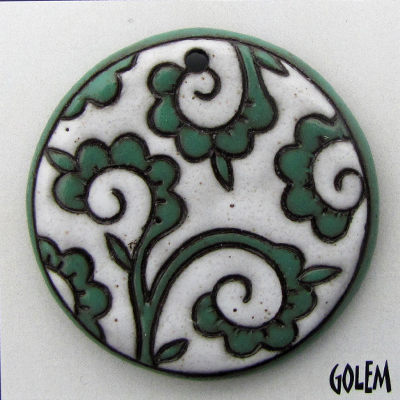Curly Lace, Jade & White, large round