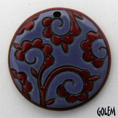 Curly Lace, Red & Blue, large round