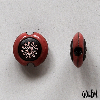 Flower on dark, glazed rim, size S