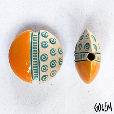 Notches & Circles, Yellow on light clay, size M