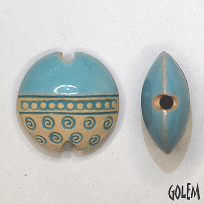 Dots & Circles, Light Blue on light clay, size M