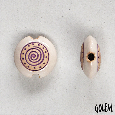 Purple Swirl on light clay, white rim, size S