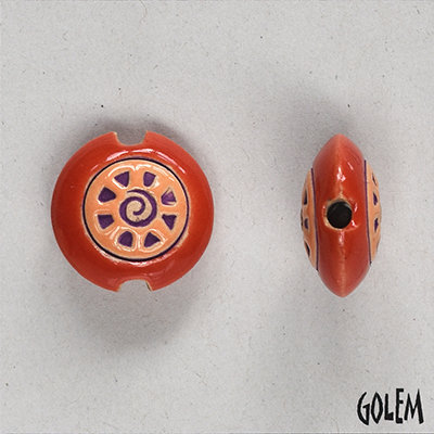Purple Sun Swirl, glazed center, red rim, size S