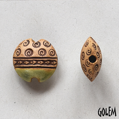 Swirls on light clay, half glazed, size S
