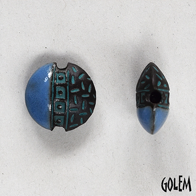Squares & Notches, half glazed, lentil bead size S