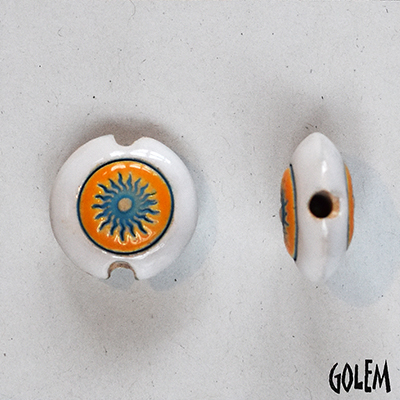 Burning sun, glazed center & rim, lentil size S