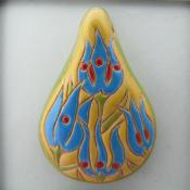 Teardrop pendant with blue floral design
