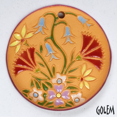 Spring flowers, large round pendant