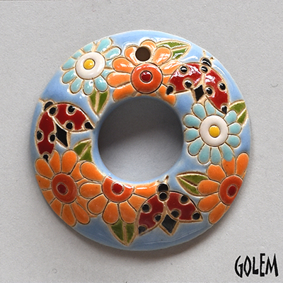 donut pendant with ladybugs