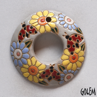 donut pendant with ladybugs