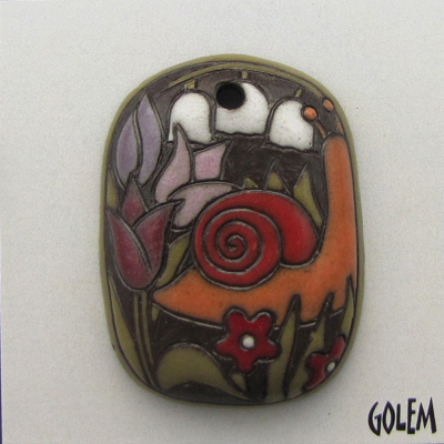 Snail and tulips on dark