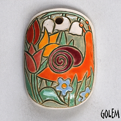 Snail and tulips