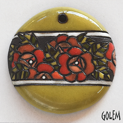 Bulgarian Roses, Large round pendant