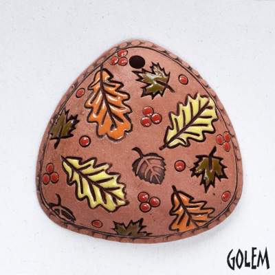 Autumn leaves, oval triangle, pink