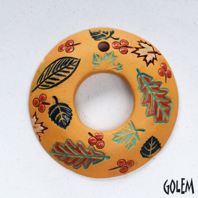 Autumn leaves, donut, ochre
