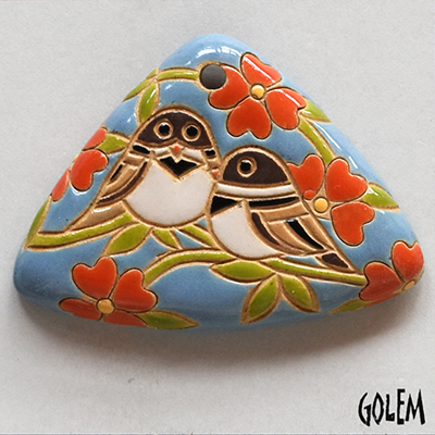 2 Sparrows, triangle pendant