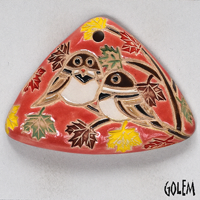 2 Sparrows, triangle pendant