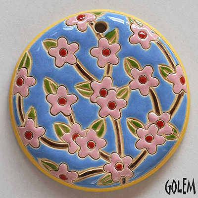 Spring blooming - pink, large round pendant