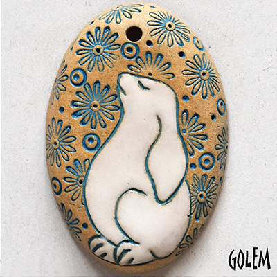 Happy bunny, large oval pendant