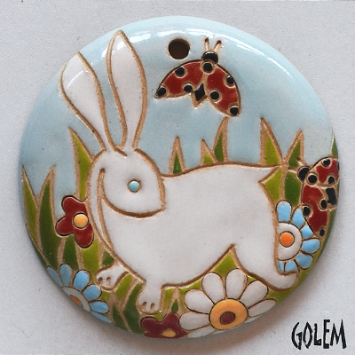 Jackrabbit, Summer - large round pendant