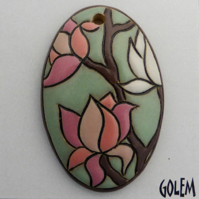 Magnolia flowers - oval pendant
