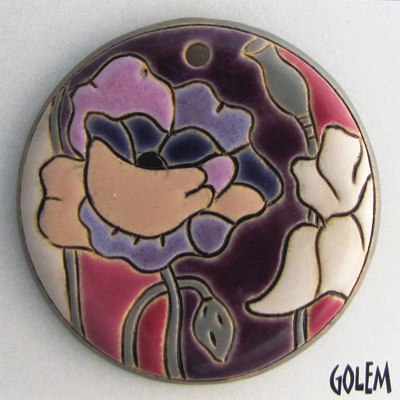 Poppie Sunset - large round pendant