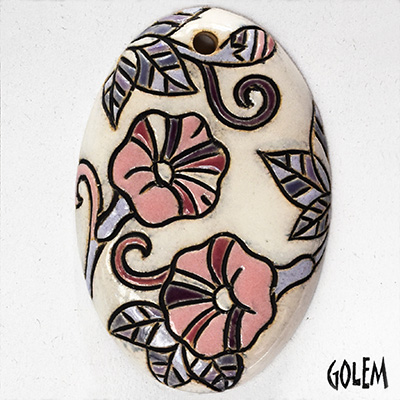 Petunias - oval pendant, outline