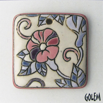 Petunias - square pendant, outline