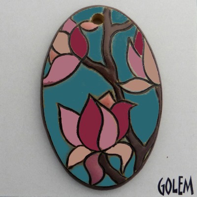 Magnolia flowers - oval pendant