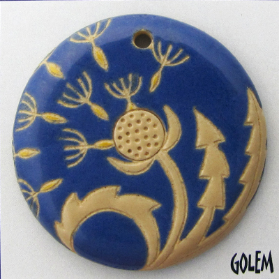 Dandelion - large round pendant, blue