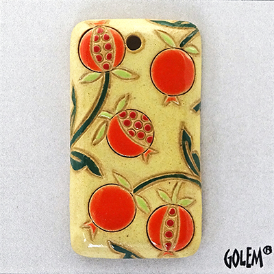 Pomegranates on sand - rectangle pendant