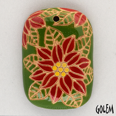 Poinsettia - oval rectangle pendant