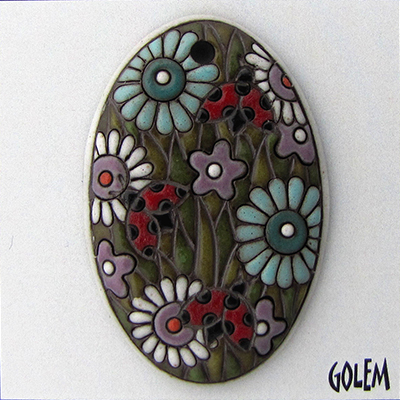 Sunset Meadow - flat oval pendant