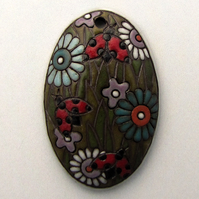 Sunset Meadow - oval domed pendant
