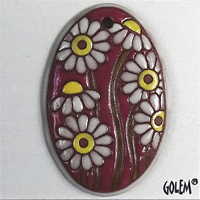 Large oval - white & wine, terracotta