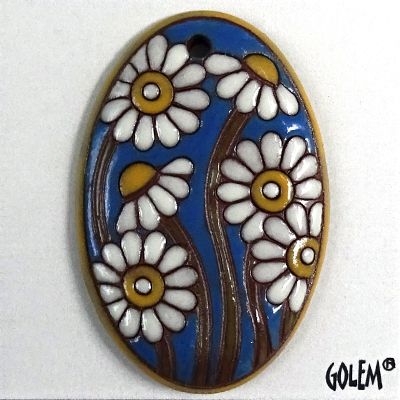 Large oval - white & blue, terracotta