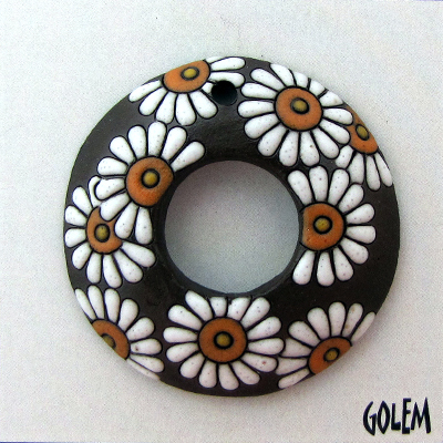 dark donut, white daisies