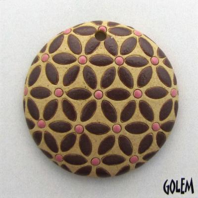 Brown leaves, pink dots