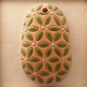 oval, green lieves, blue dots
