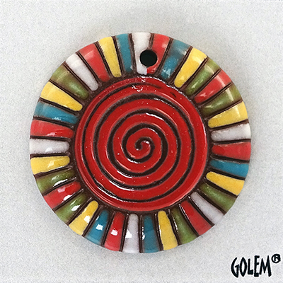 Rainbow Spiral, round domed pendant