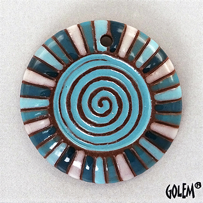 Rainbow Spiral, round domed pendant