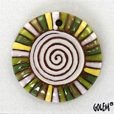 Rainbow Spiral, round domed pendant