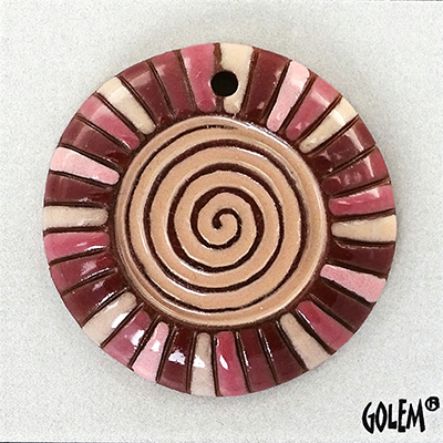 Rainbow Spiral, round domed pendant