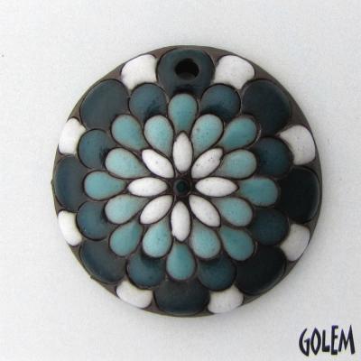 Peacock pattern - aqua & white