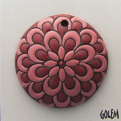 Double Feathers - Pink & Burguny on terracotta